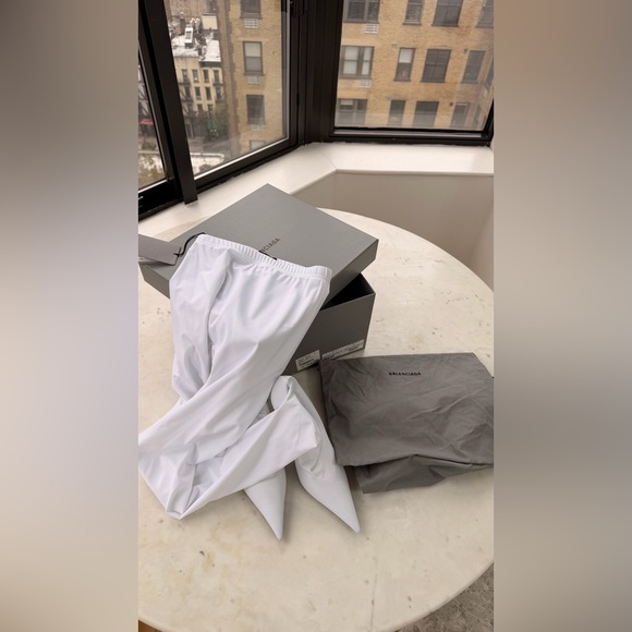 Balenciaga White Balenciaga Knife Pantaleggings 110mm Boots - Picture 8 of 9